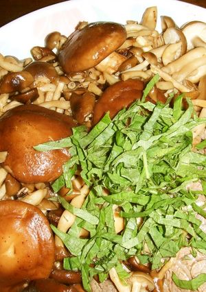 大葉にんにく醤油で☆焼き肉ときのこ炒め☆-レシピのメイン写真