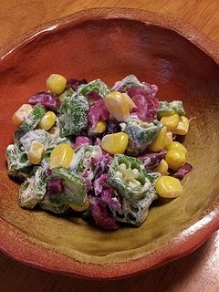 オクラとコーンと刻みしば漬けの彩り和え-レシピのメイン写真