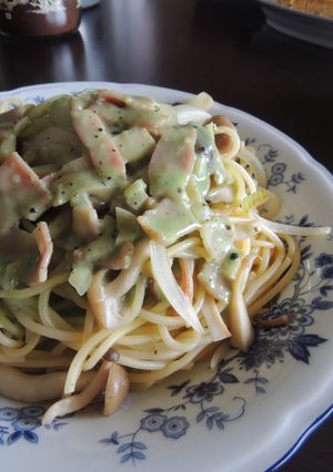 キノコの抹茶クリームソースパスタ-レシピのメイン写真