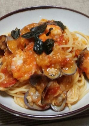 あさりと海老のトマトソースパスタ-レシピのメイン写真