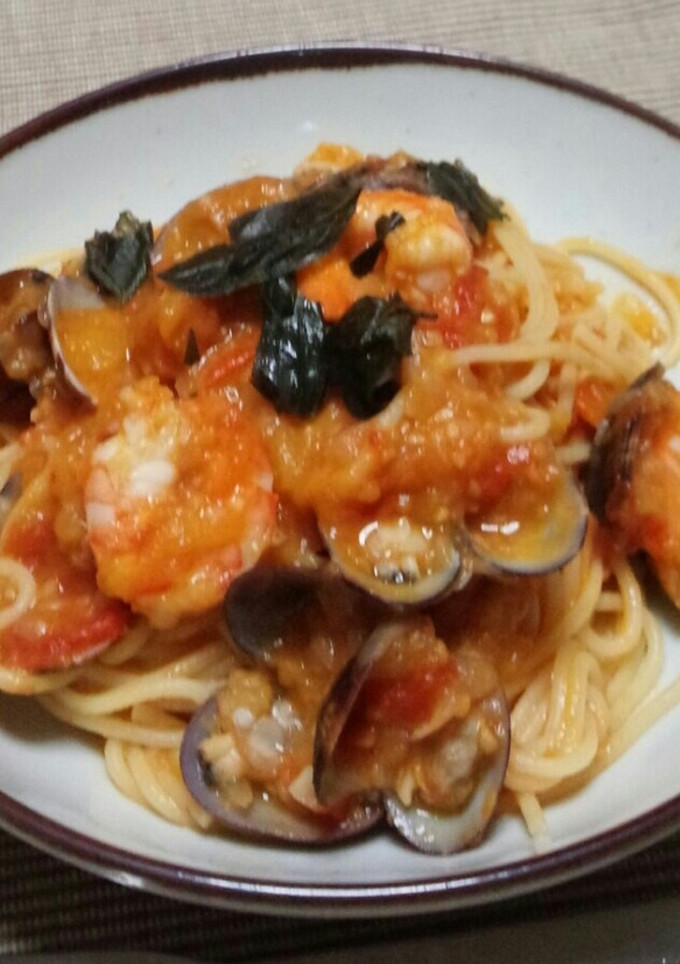 あさりと海老のトマトソースパスタ-レシピのメイン写真