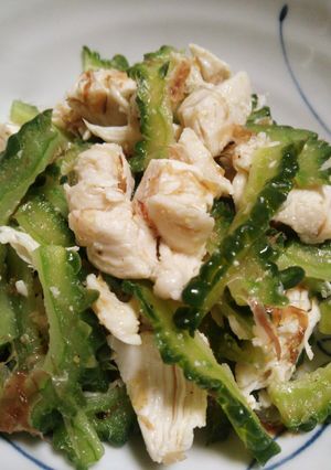 簡単、ゴーヤと鶏ささみの塩わさび和え-レシピのメイン写真