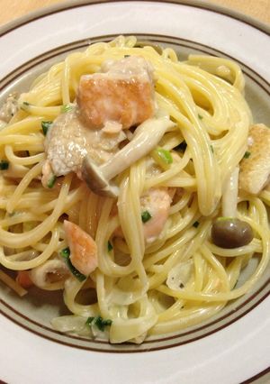 サーモンと味噌クリームのパスタ-レシピのメイン写真