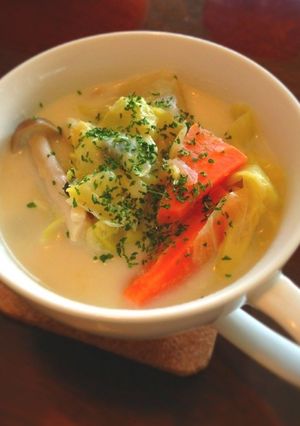 簡単油なし　ヘルシー豆乳野菜スープ-レシピのメイン写真