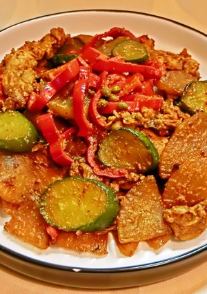 豚肉と大根とキュウリの山椒みそ炒め-レシピのメイン写真