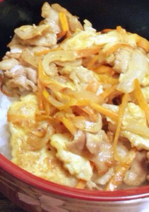 人参と玉ねぎの豚丼＊牛角の醤油だれ-レシピのメイン写真