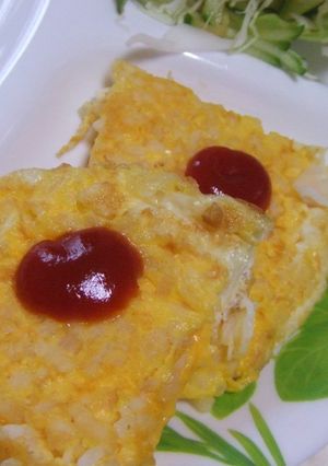 残りご飯で☆もっちり♪ライスオムレツ-レシピのメイン写真