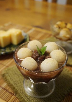 おやつに☆白玉ぜんざいのきな粉かけ-レシピのメイン写真