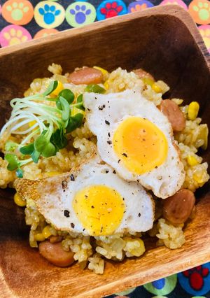 カレーピラフミニ目玉焼き乗せ●夏休みご飯-レシピのメイン写真