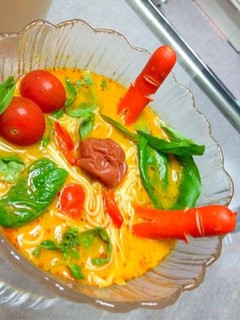カレー缶でぶっかけカレー梅素麺♫-レシピのメイン写真