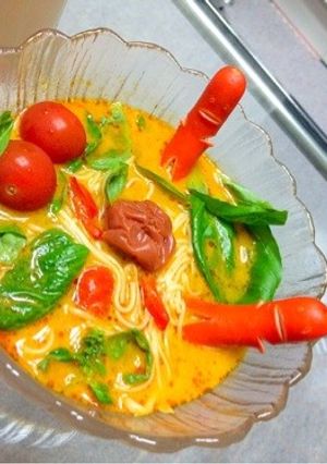 カレー缶でぶっかけカレー梅素麺♫-レシピのメイン写真