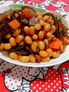 簡単★大豆+人参+蒟蒻+昆布の煮豆♪-レシピのメイン写真