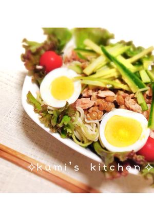 簡単♬納豆とツナのぶっかけそうめん♬-レシピのメイン写真
