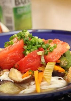 ヘルシー麺で野菜の焼き浸し冷しうどん風♪-レシピのメイン写真