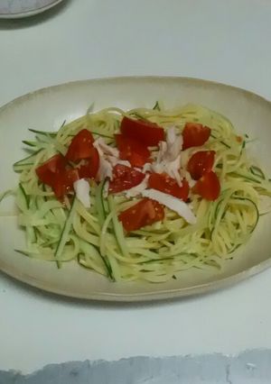 ☆ヘルシー☆きゅうりでかさ増し冷製パスタ-レシピのメイン写真