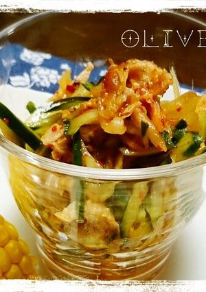 ビールに♪鶏皮ときゅうりのキムチ和え-レシピのメイン写真