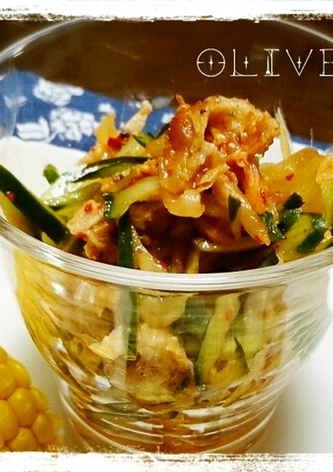 ビールに♪鶏皮ときゅうりのキムチ和え-レシピのメイン写真