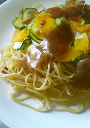 コリンキーとズッキーニ＆生ハムのパスタ-レシピのメイン写真