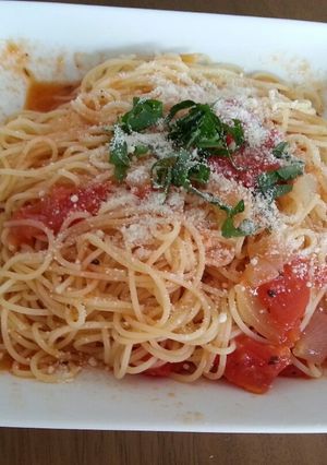 簡単トマトの冷製パスタ-レシピのメイン写真