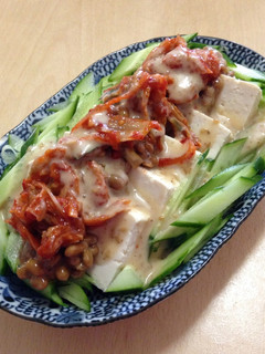 簡単☆豆腐とキムチ納豆のごまだれかけ-レシピのメイン写真