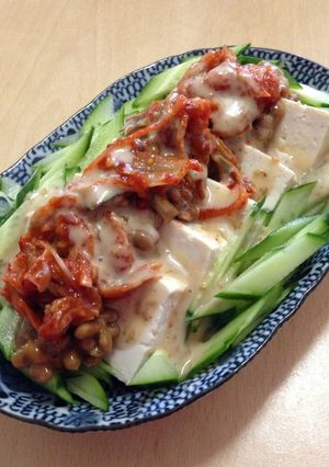 簡単☆豆腐とキムチ納豆のごまだれかけ-レシピのメイン写真