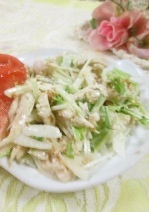 鶏肉と玉ねぎで♫わさびマヨ醤油サラダ-レシピのメイン写真