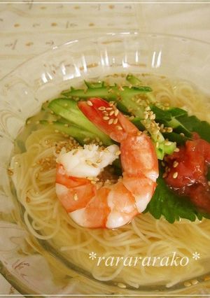 夏にサッパリ美味しい☆冷やし梅そうめん-レシピのメイン写真