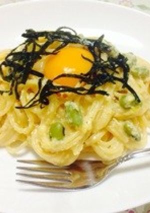 ひたし豆と明太子のクリーム行方不明パスタ-レシピのメイン写真
