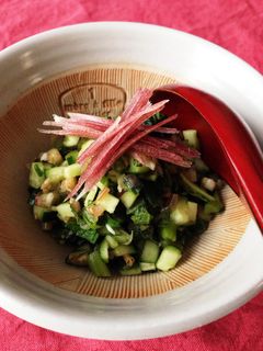 さっぱり!混ぜるだけ!夏野菜の野沢菜和え-レシピのメイン写真