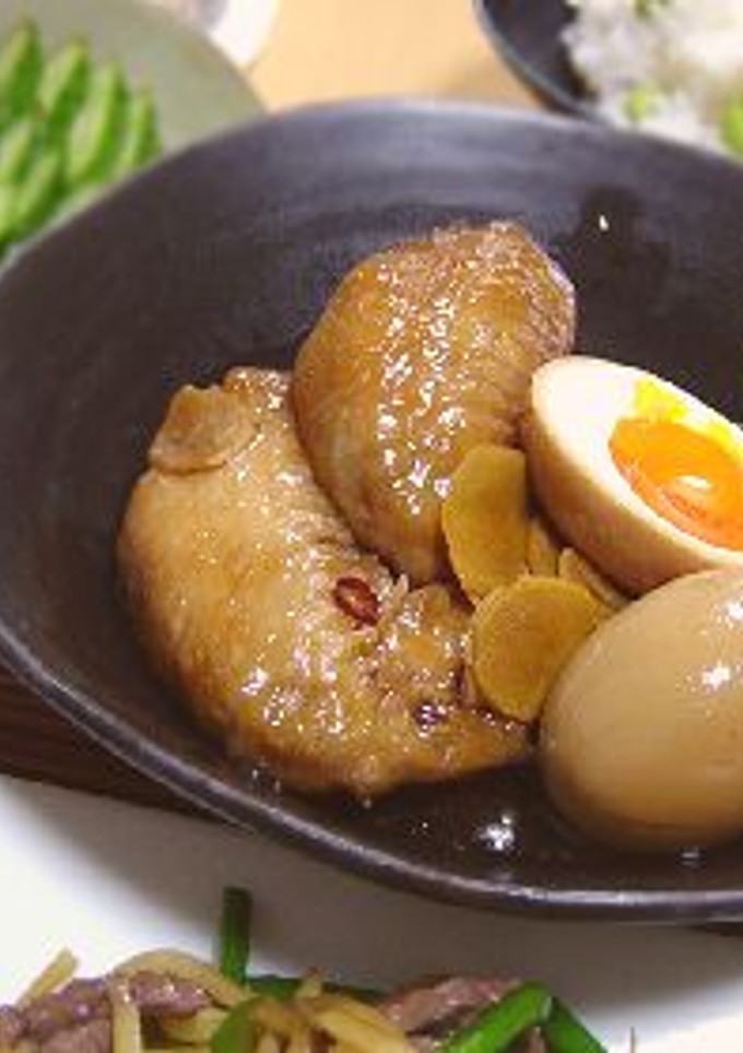 鶏手羽先の照り煮＆半熟煮卵-レシピのメイン写真