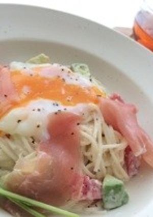簡単‼︎冷製パスタ〜濃厚カルボナーラ〜-レシピのメイン写真