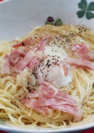 カルボナーラ風温玉スパ-レシピのメイン写真
