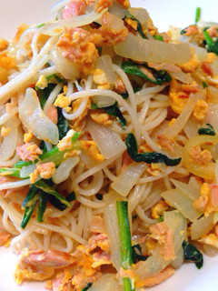 簡単!ツナとほうれん草の素麺炒め-レシピのメイン写真