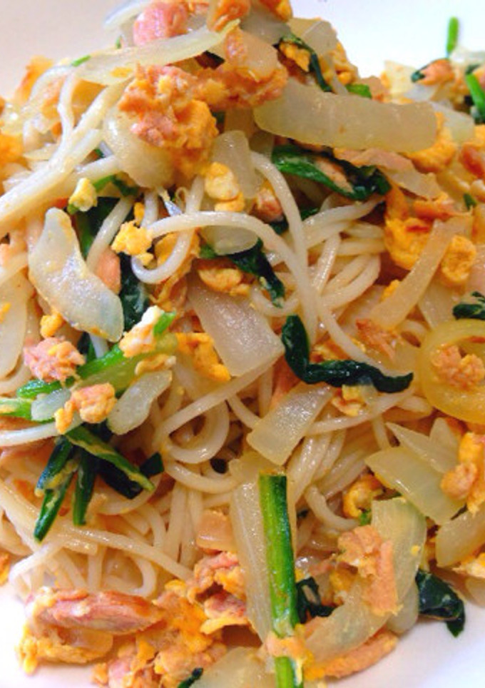 簡単！ツナとほうれん草の素麺炒め-レシピのメイン写真