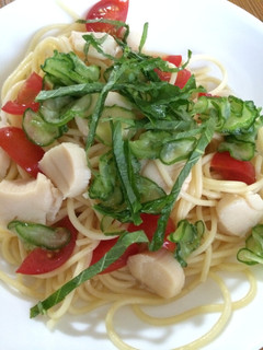 ホタテとトマトの冷製パスタ-レシピのメイン写真