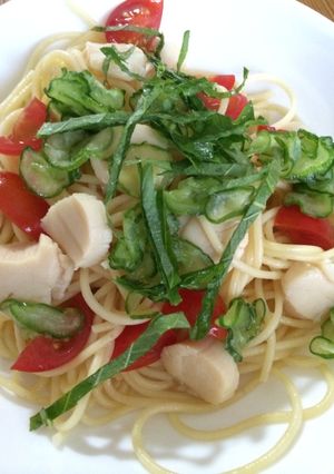ホタテとトマトの冷製パスタ-レシピのメイン写真