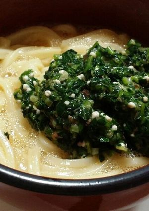 ネバネバ釜玉うどん！オクラモロヘイヤのせ-レシピのメイン写真