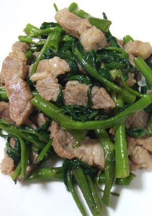 空心菜と豚肉のバターしょうゆ炒め-レシピのメイン写真