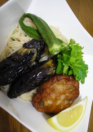 手作りさつまあげと素揚げ野菜のそうめん-レシピのメイン写真