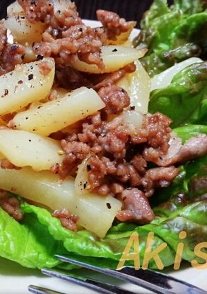 ｼﾝﾌﾟﾙ！挽き肉とじゃがいも炒め★-レシピのメイン写真