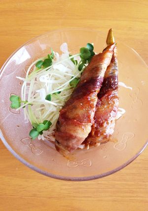 なすの豚バラ巻きスタミナ炒め♪ガッツリ!-レシピのメイン写真