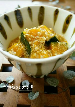 mレンジdeかぼちゃのそぼろ煮-レシピのメイン写真