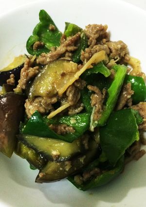 夏の鉄板☆ナスとピーマンの挽肉炒め-レシピのメイン写真
