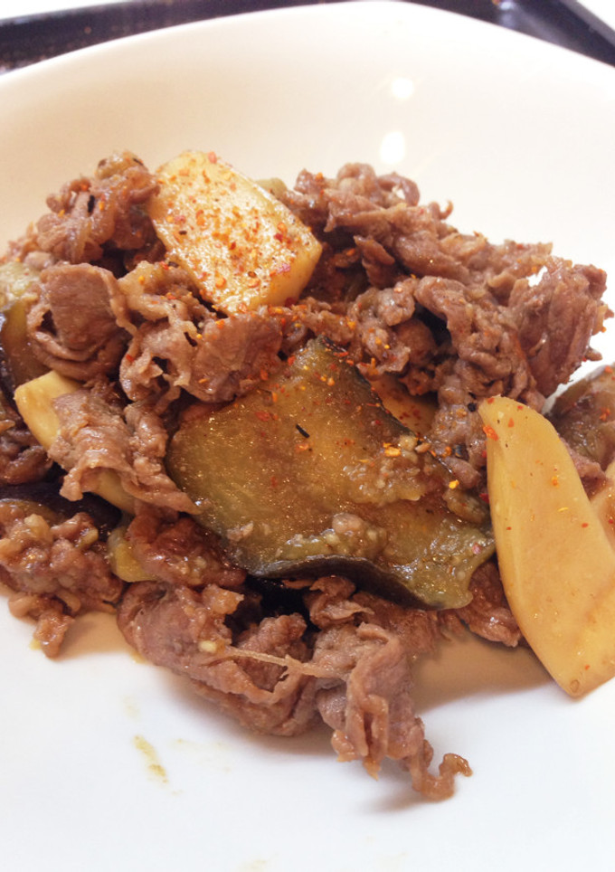 なすとエリンギと牛肉の焼肉風炒め-レシピのメイン写真