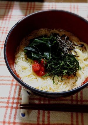 夏の胃疲れに☆梅わかめにゅうめん☆-レシピのメイン写真