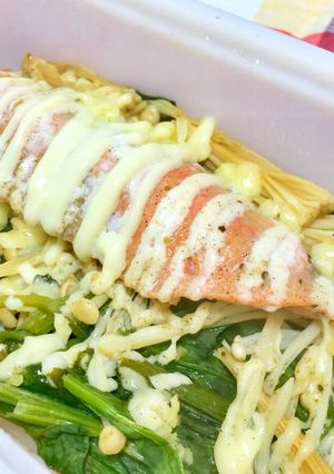 シリコンスチーマー★鮭と野菜のマヨ蒸し-レシピのメイン写真