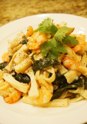 海老と帆立とエリンギのクリームパスタ-レシピのメイン写真