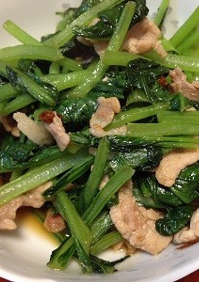 小松菜と豚肉の炒め物-レシピのメイン写真