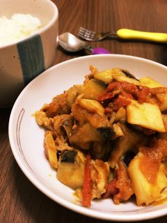 トマトとナスと豚肉の和風カレー炒め-レシピのメイン写真