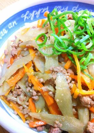 簡単♪ゴボウの甘辛丼ぶり♥-レシピのメイン写真